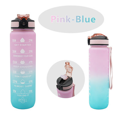 1l Bpa Free Leak Proof Gym Bottle Water Botellas De Agua Motivational Water Bottle With Straw Time Marker for Cycling
