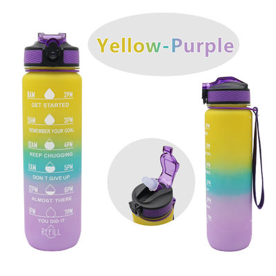 1l Bpa Free Leak Proof Gym Bottle Water Botellas De Agua Motivational Water Bottle With Straw Time Marker for Cycling