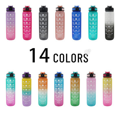 1l Bpa Free Leak Proof Gym Bottle Water Botellas De Agua Motivational Water Bottle With Straw Time Marker for Cycling