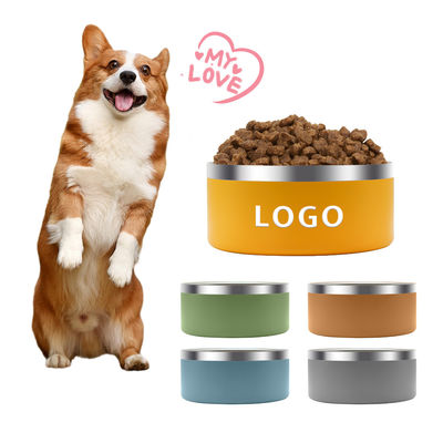 2023 Hot Selling Custom 32oz 64oz Pet Bowls Feeders 304 Stainless Steel Pet Bowl Double Wall Dog Food Bowl for Pets
