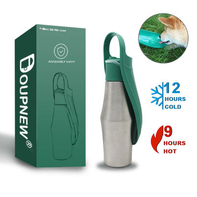 Wholesale Portable Pet Travel Water Bottle Dispenser Stainless Steel 800ml Single Wall Pet Water Bottle for Dogs With Handle