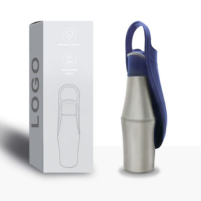Wholesale Portable Pet Travel Water Bottle Dispenser Stainless Steel 800ml Single Wall Pet Water Bottle for Dogs With Handle
