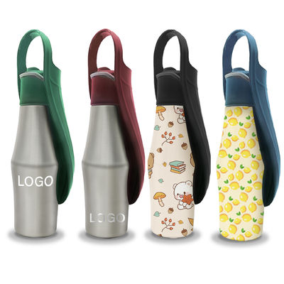 Outside 304 Stainless Steel Single Wall Pet Drinkware Pp Material Press Pour Water Pet Bottle Flakes Pet Water Bottle for Dogs