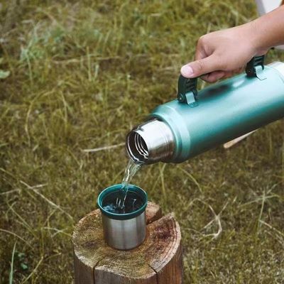 Large Capacity 1000ml 304 Stainless Steel Water Jug Powder Paint Outside Camping Drinkware Lid with Handle