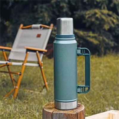 Large Capacity 1000ml 304 Stainless Steel Water Jug Powder Paint Outside Camping Drinkware Lid with Handle