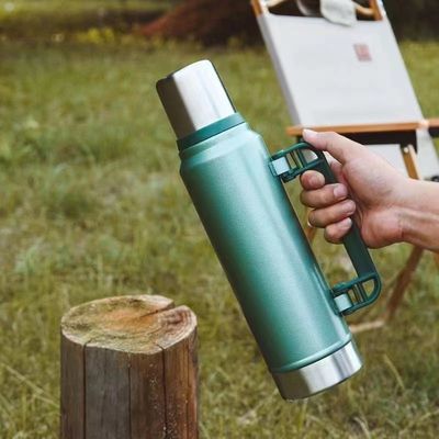 Large Capacity 1000ml 304 Stainless Steel Water Jug Powder Paint Outside Camping Drinkware Lid with Handle