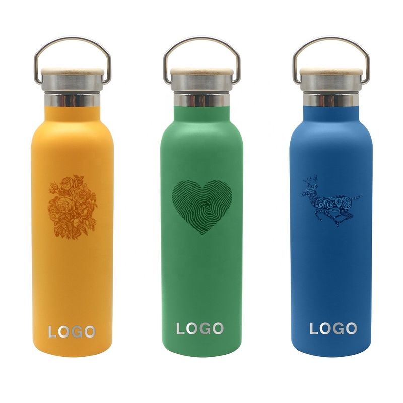 Custom Wholesale Outdoor 600ml 21oz Stainless Steel Sports Insulated Drink Bottle Vacuum Flask With Lid Handle