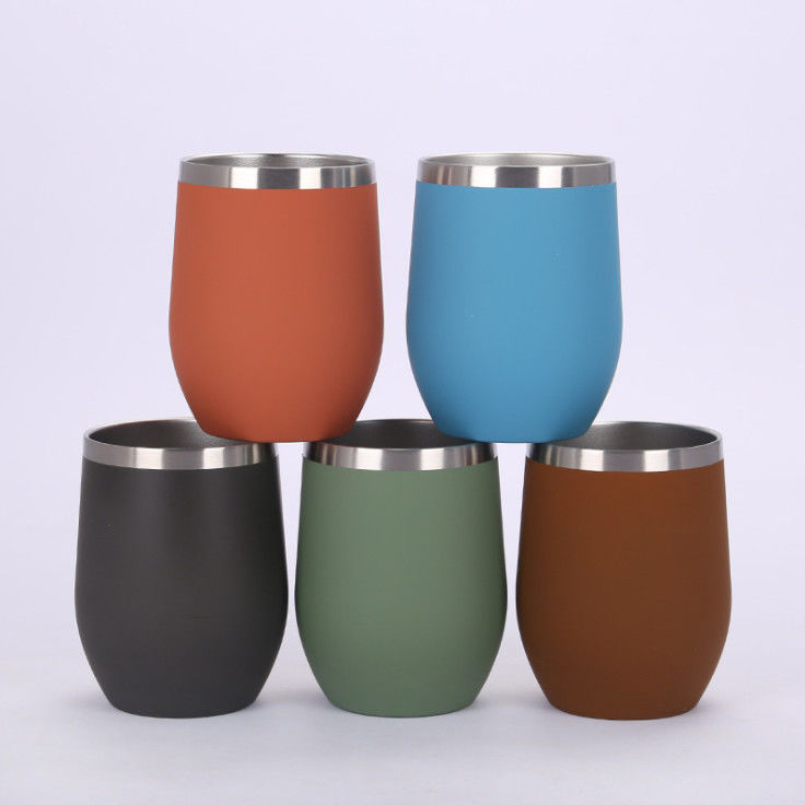 Double Wall Egg Shape Insulated Coffee Tumbler Mug Tumbler 12oz Stainless Steel Wine Tumbler Tea Mugs With Lid and Handle