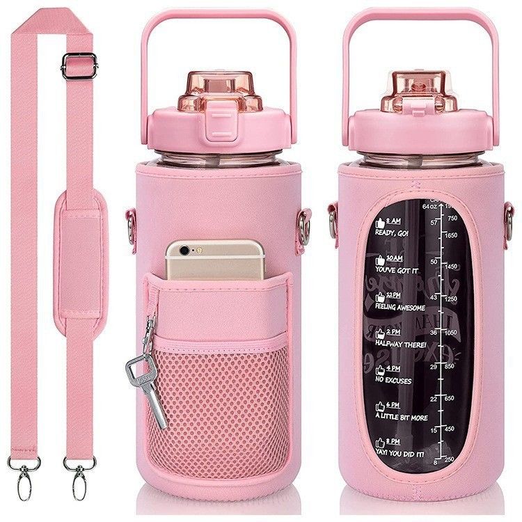 Fitness 64oz Tomatodo Gym Half Gallon 2l Plastic Drinking Bottle Time Maker Sports Motivational Water Bottle With Cover With Bag